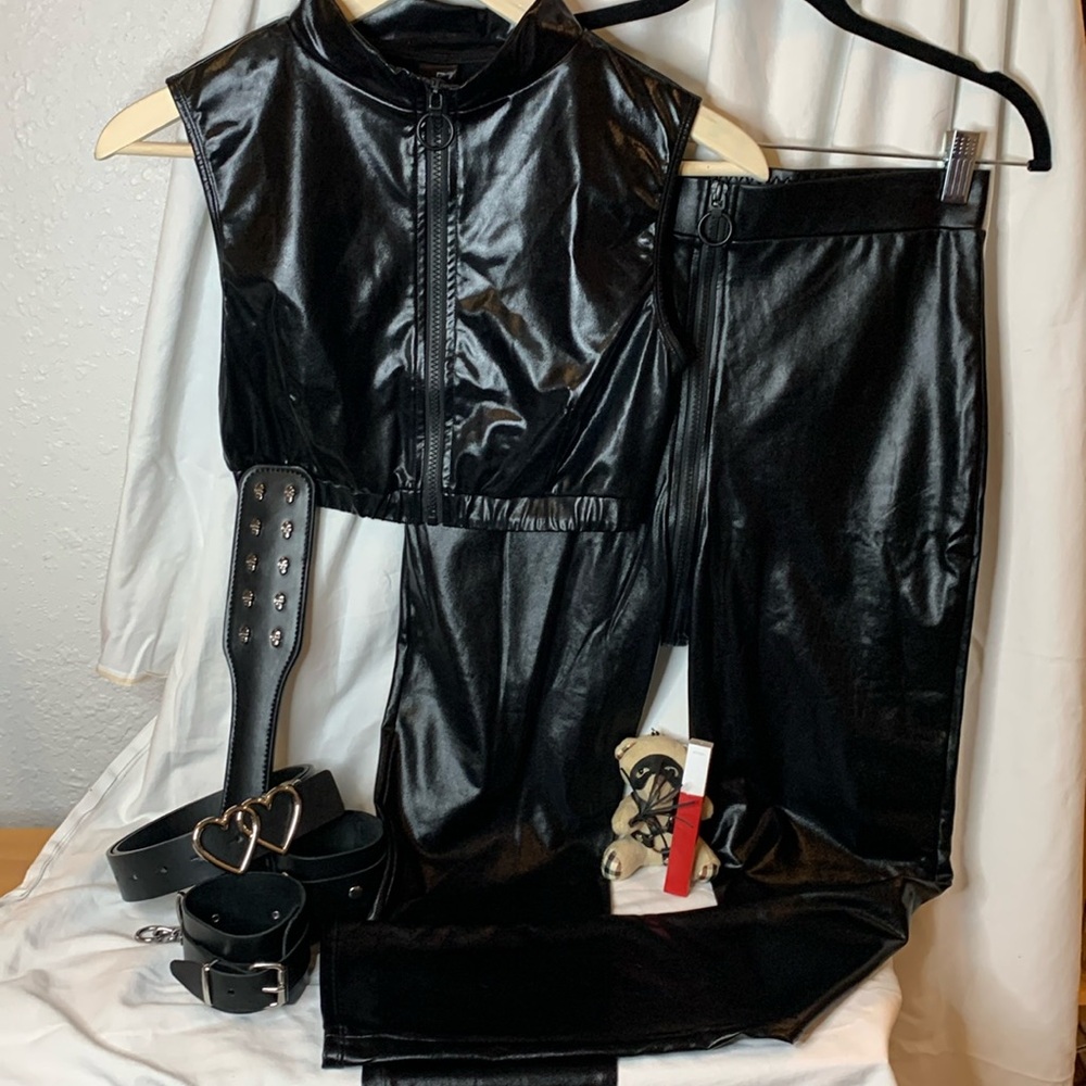 NWOT Lovehoney Black Wet Look Club Set